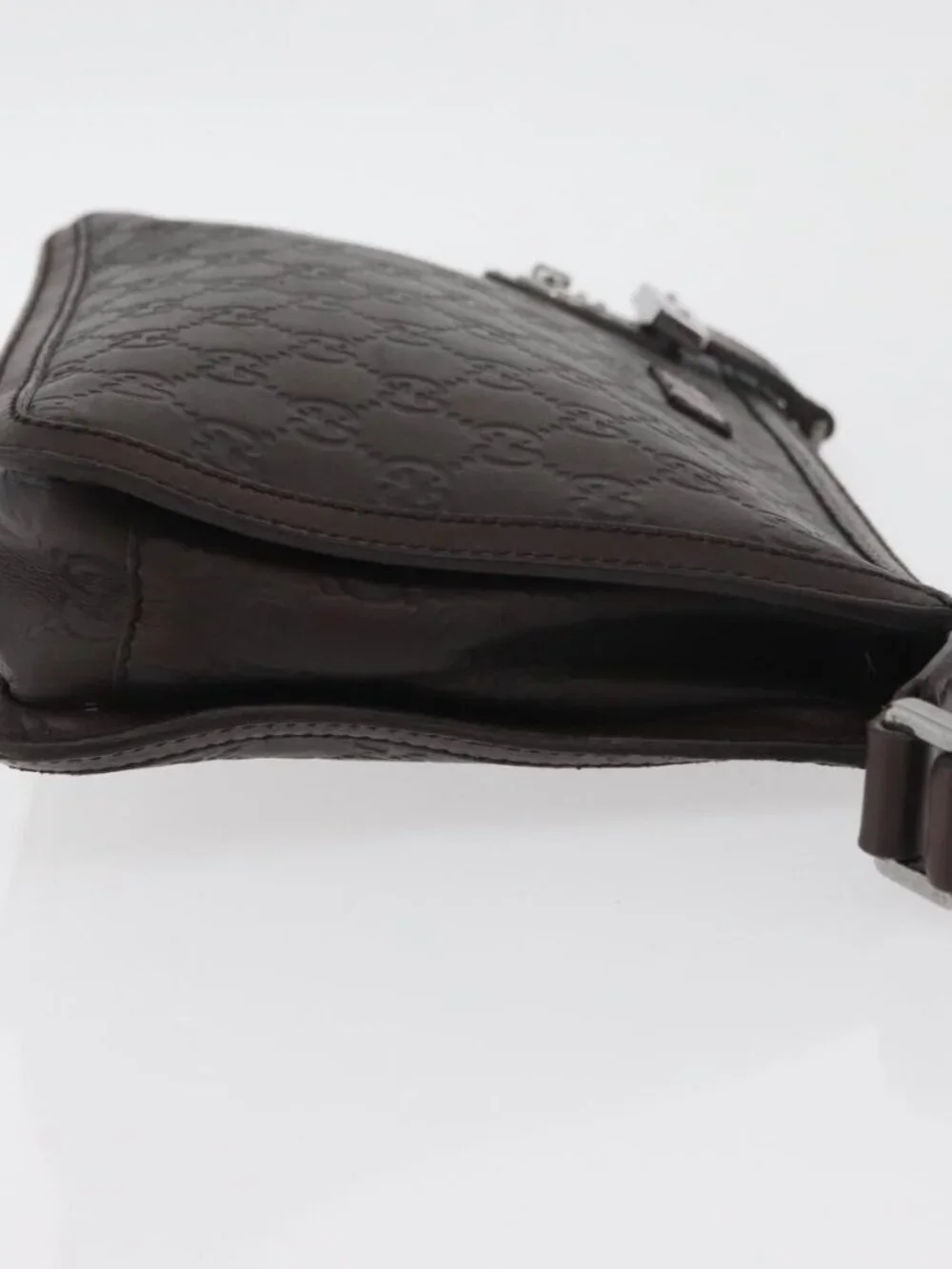 GUCCI GG Canvas Guccissima Clutch Bag Leather Brown 152600 Auth ka3732